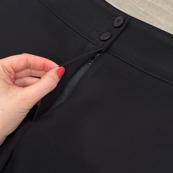 Armani Collezioni Mid Rise Wide Leg Silk Blend Trouser Pants in Black Size 12 - Picture 5 of 16